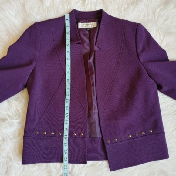 Tahari ASL | Dark Purple Studded Blazer | Size 4 - Picture 9 of 10